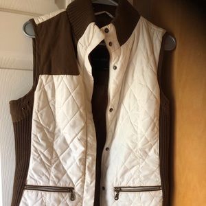 Brown and White Quilted Women's Vest